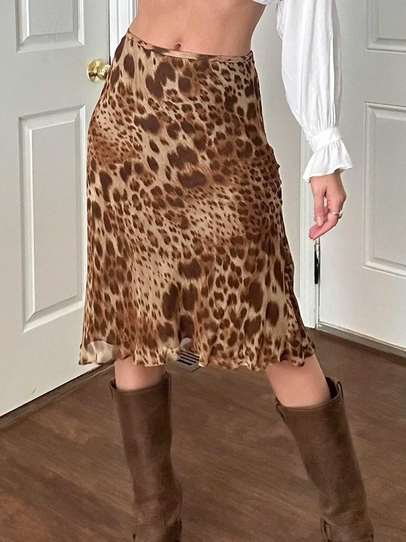 Cheetah print midi skirt