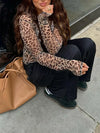 Long sleeve leopard print t shirt