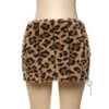 Fur Leopard Print Mini Skirt