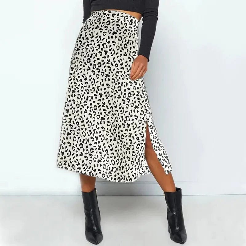 Leopard Clothing 0 Black and White Leopard Midi Skirt