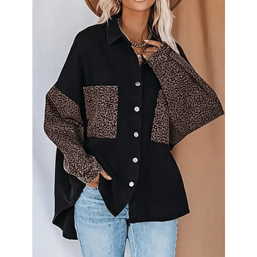 Leopard Clothing Veste S Black leopard blouse