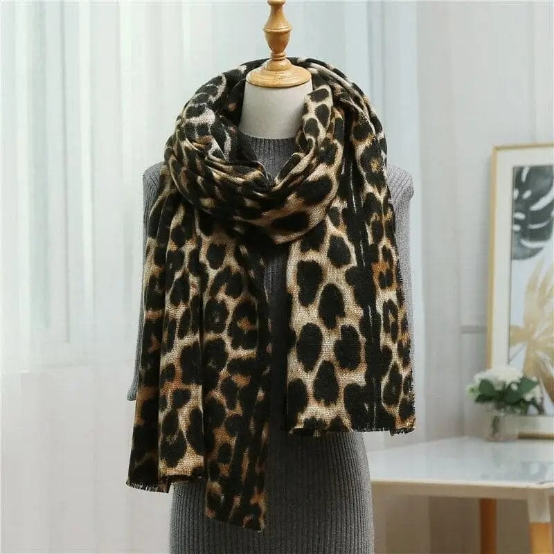 Leopard Clothing Écharpe Brown Black leopard print scarf