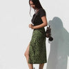 Leopard Clothing Jupe Green leopard midi skirt