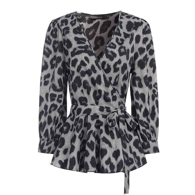 Leopard Clothing Chemisier XS Grey leopard print blouse