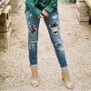 Leopard Clothing Jean Blue / S Jeans with leopard print patches
