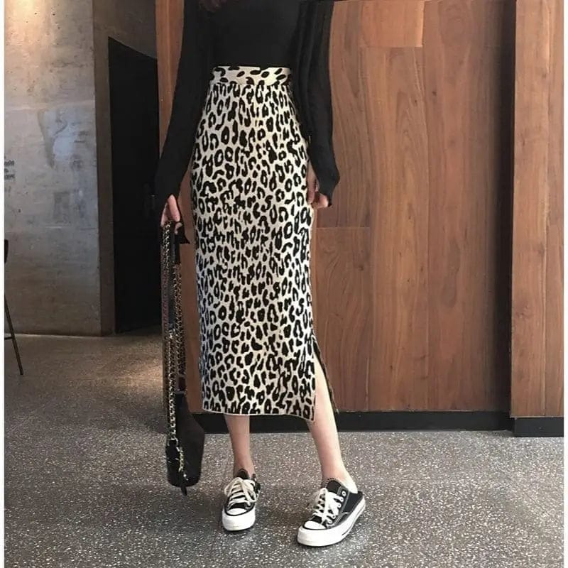 Leopard Clothing Jupe Jupe Droite Léopard