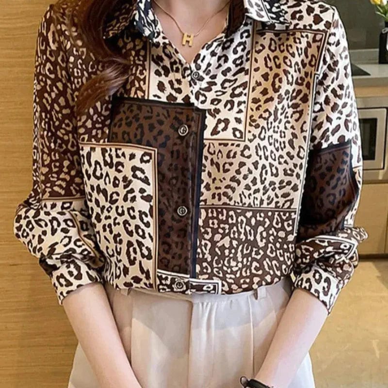 Leopard Clothing Chemisier Ladies leopard print blouse