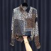 Leopard Clothing Chemisier Blue / S Ladies leopard print blouse