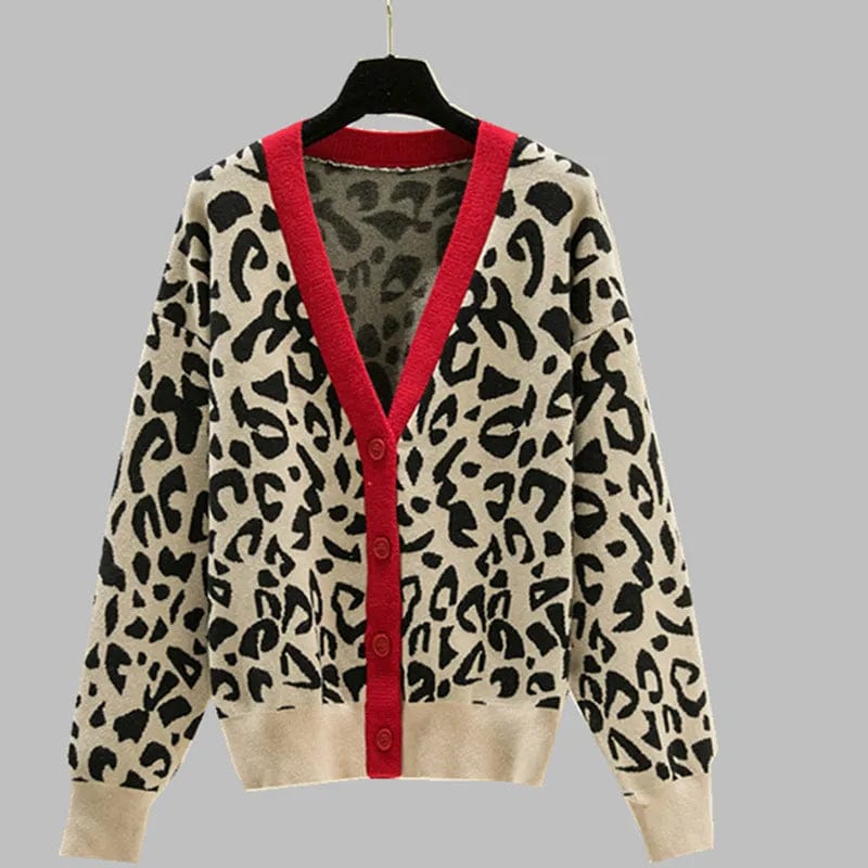 Leopard Clothing Leopard cardigan with red trim
