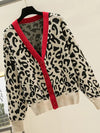 Leopard Clothing Picture color / S Leopard cardigan with red trim