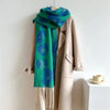 Leopard Clothing Blue / Green Leopard cashmere scarf