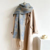 Leopard Clothing Light Blue / Grey Leopard cashmere scarf