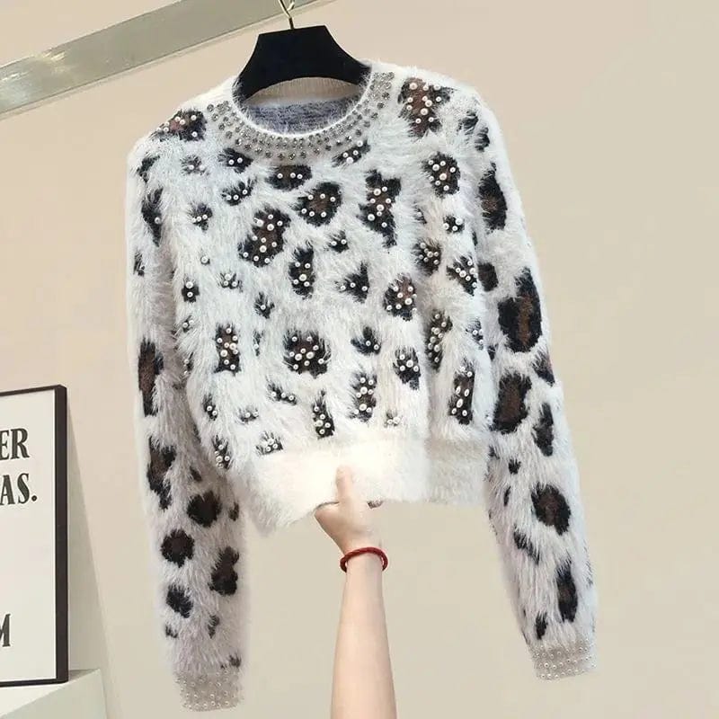 Leopard clothing White / M Leopard cashmere sweater