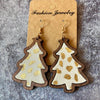 Leopard Clothing White / Gold Leopard christmas tree earrings