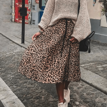 Leopard Clothing Jupe Brown Leopard pleated skirt