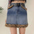 Leopard Clothing Jupe S / Denim Leopard print denim mini skirt