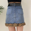 Leopard Clothing Jupe Leopard print denim mini skirt