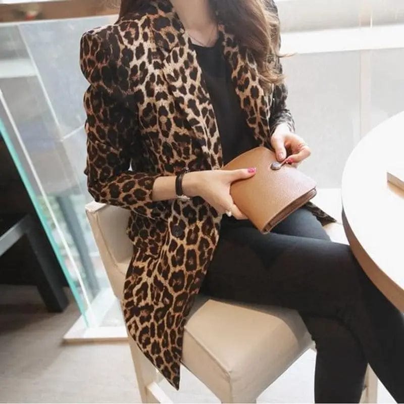 Leopard Clothing Blazer M Leopard print long blazer