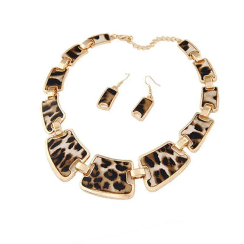 Leopard print necklace and earrings