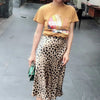 Leopard clothing Leopard print satin midi skirt