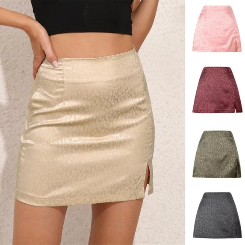 Leopard clothing Leopard print satin mini skirt