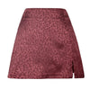 Leopard clothing Claret / S Leopard print satin mini skirt