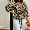 Leopard Clothing Chemisier Beige / S Leopard print wrap blouse