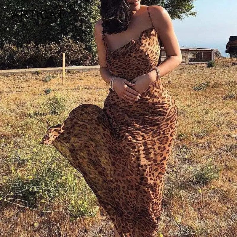 Leopard Clothing Robe S Long leopard dress