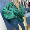 Leopard clothing green / One Size Oversized leopard sweater