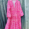 Leopard Clothing Pink leopard maxi dress