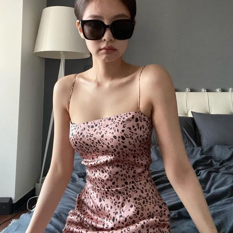 Leopard Clothing Pink / S Pink leopard mini dress