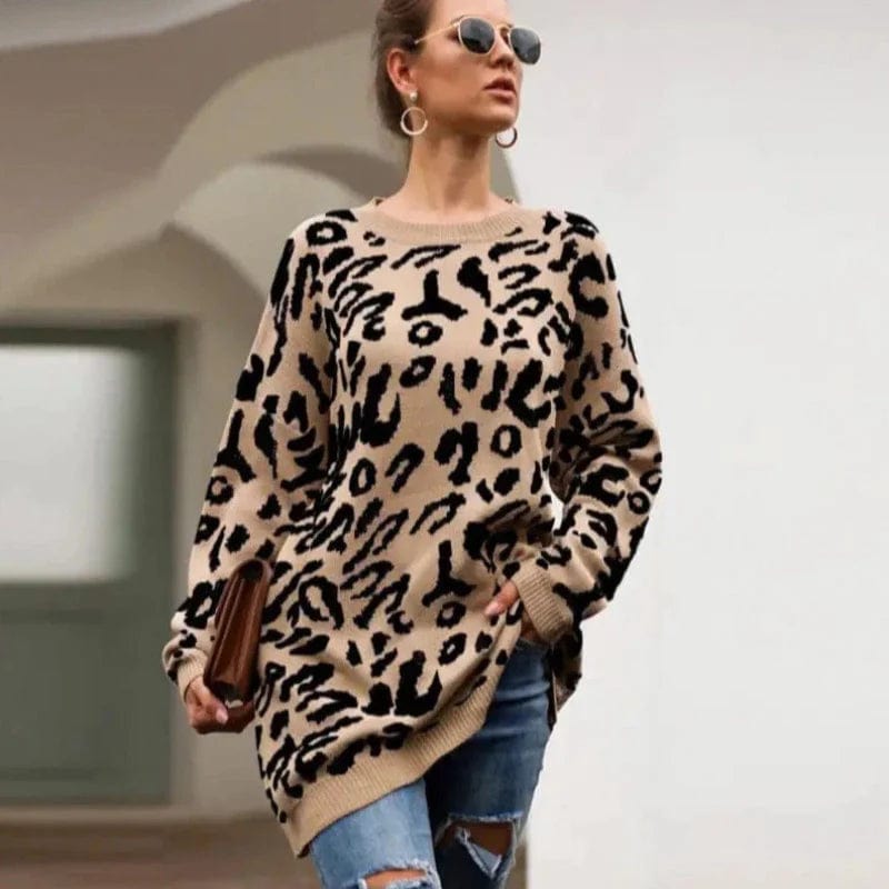Leopard Clothing Pull S Pull Long Léopard Kaki