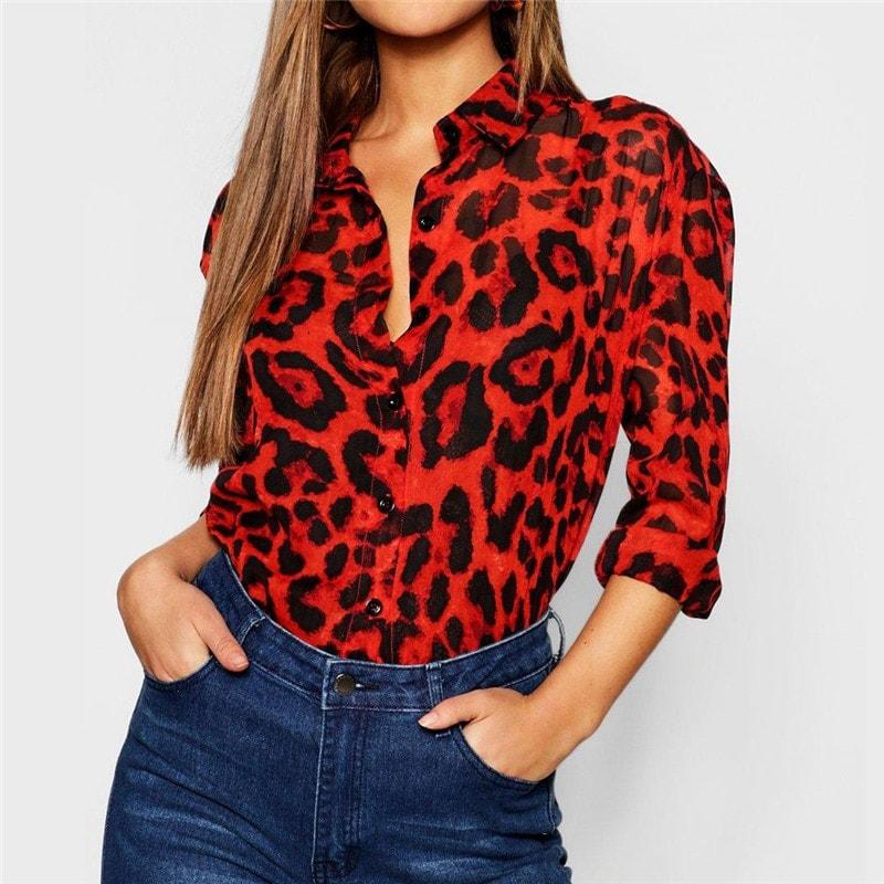 Leopard Clothing Chemisier S Red leopard blouse