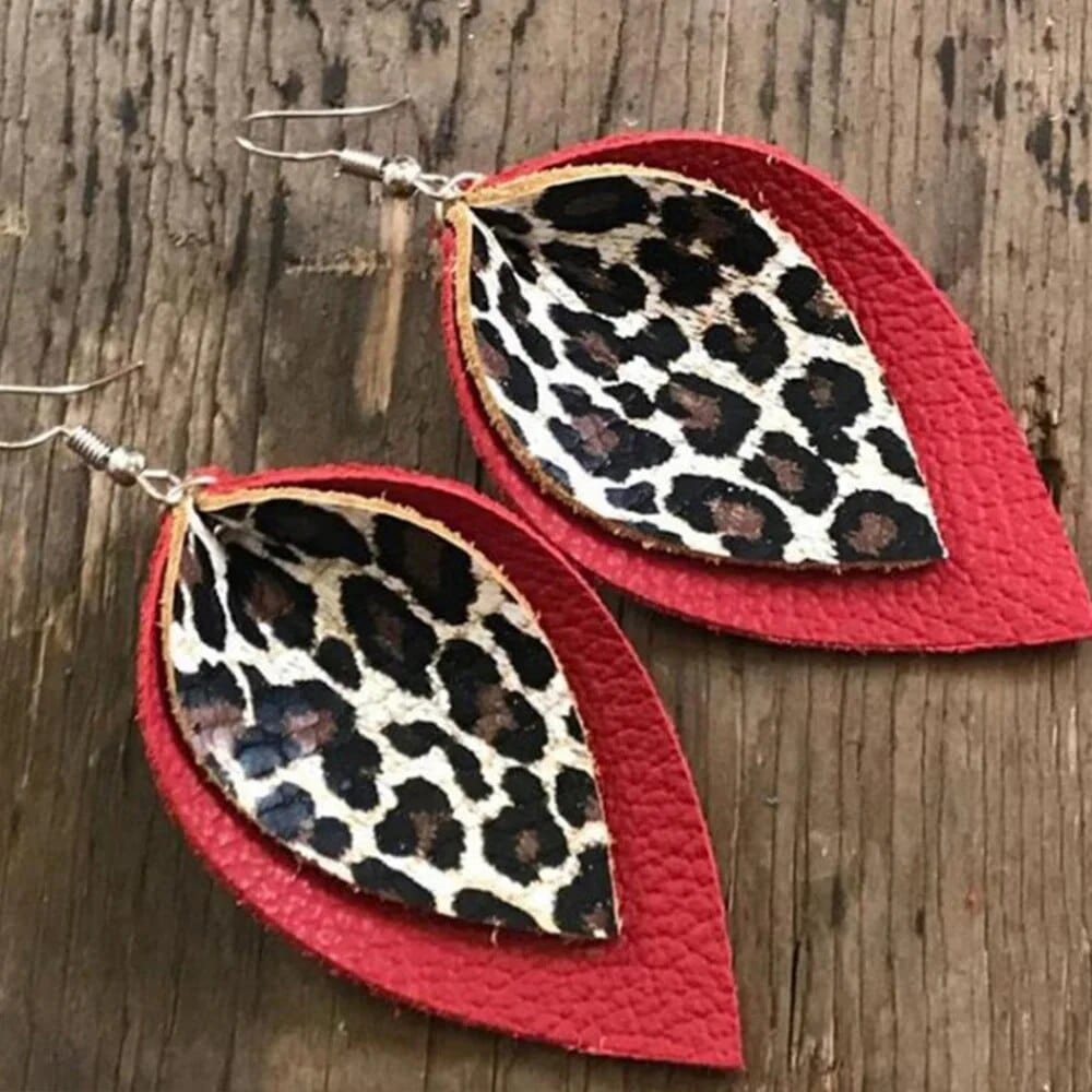 Red leopard earrings