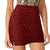 Red leopard print mini skirt
