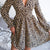 Leopard Clothing Robe S Robe Léopard Courte Manches Lanternes Kaki