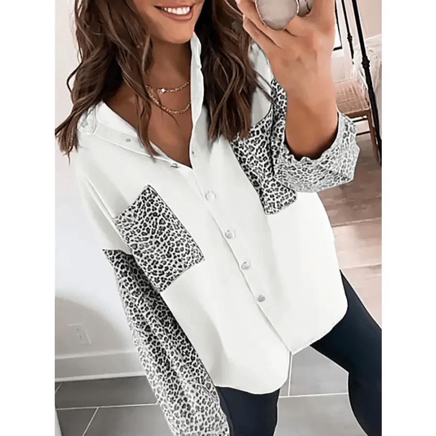 Leopard Clothing Veste S White leopard print blouse